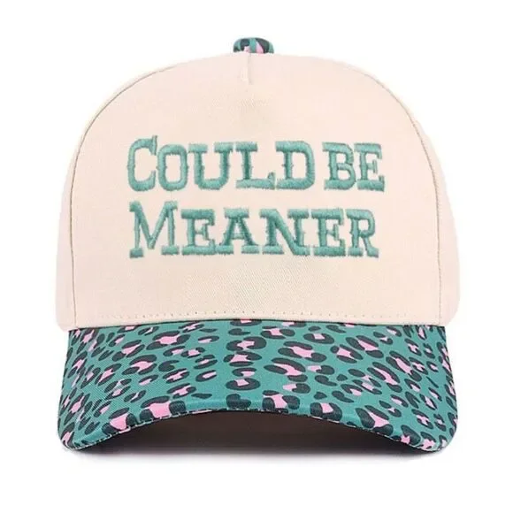 Could Be Meaner Two-Tone Cotton Cap Cougar Turquoise O/S NEW - Picture 2 of 4